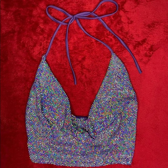 Purple Sparkle Halter Top - Picture 2 of 2